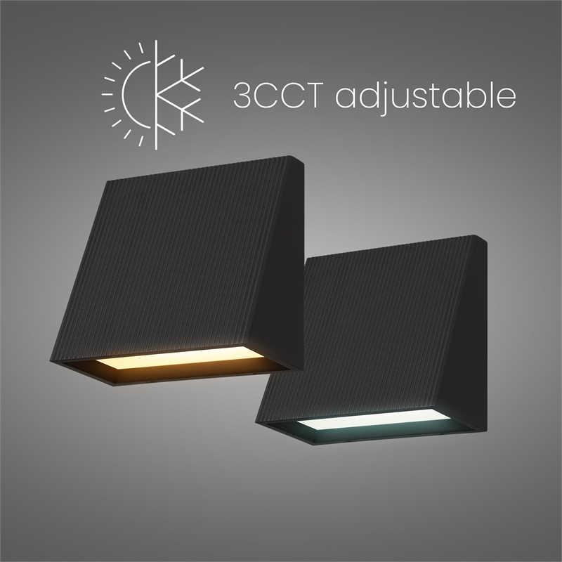 Alteck Slant 5 inch Aluminum LED Outdoor Wall Light Black