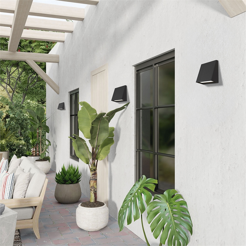 Alteck Slant 5 inch Aluminum LED Outdoor Wall Light Black