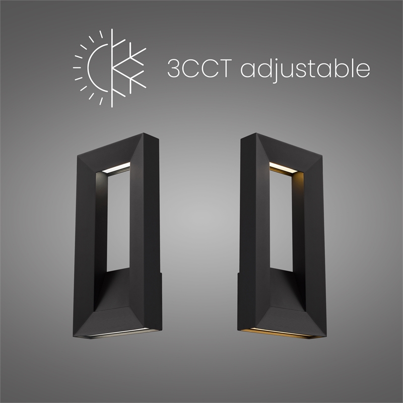 Alteck Paletto 16 inch Aluminum LED Outdoor Wall Light Black