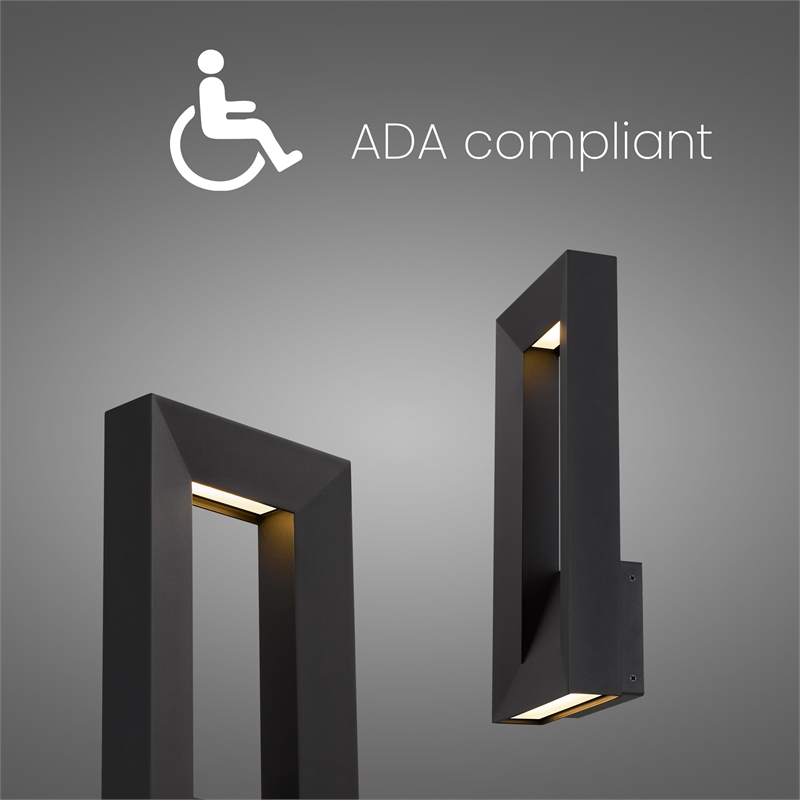 Alteck Paletto 16 inch Aluminum LED Outdoor Wall Light Black