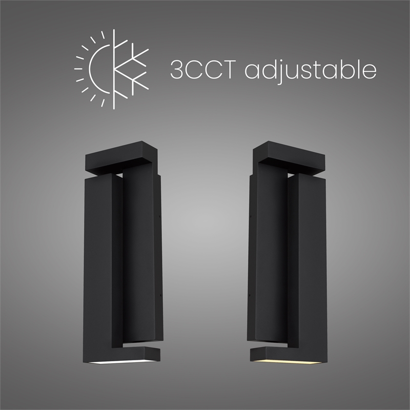 Alteck Dance 18 inch Stainless Steel LED Outdoor Wall Light Black