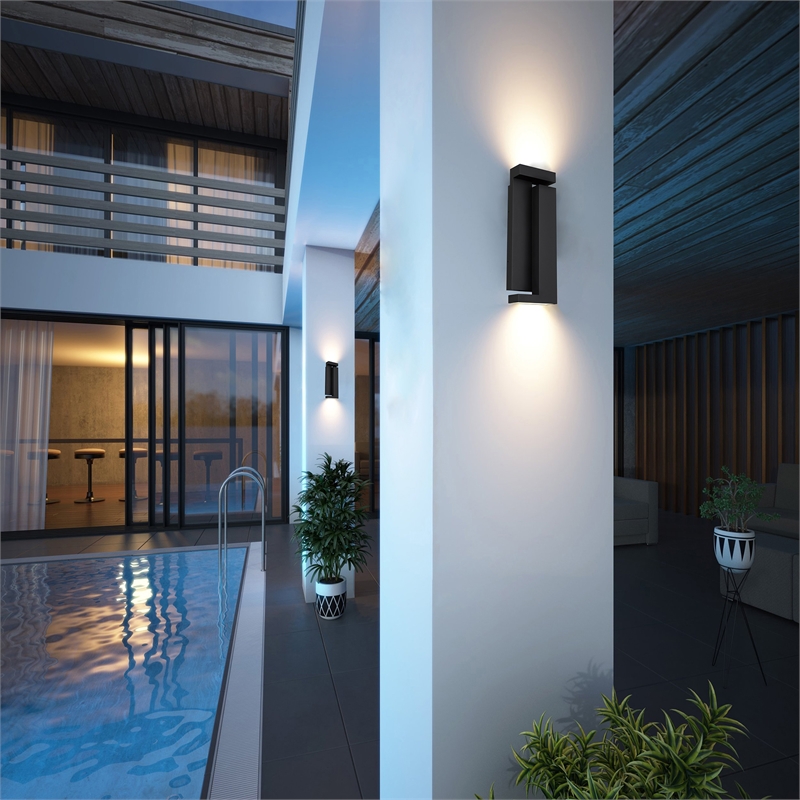 Alteck Dance 18 inch Stainless Steel LED Outdoor Wall Light Black