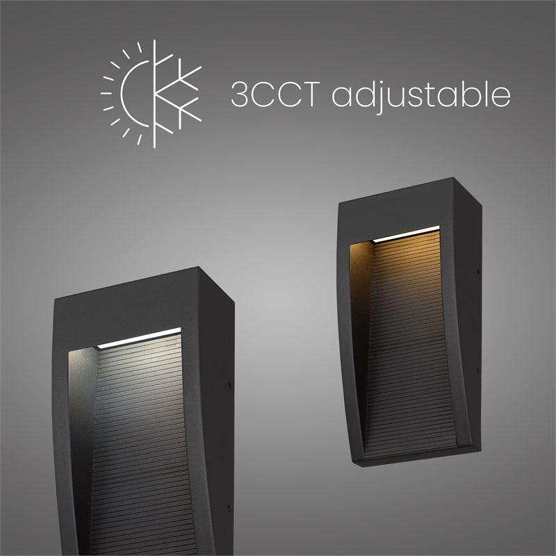 Alteck Taper 10 inch Stainless Steel LED Outdoor Wall Light Black