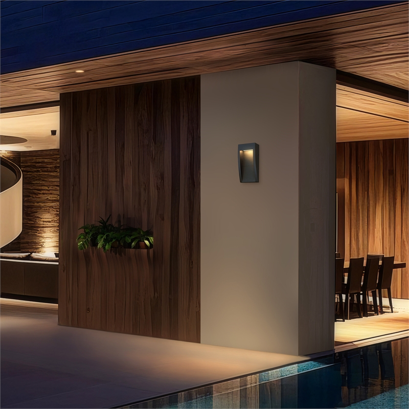 Alteck Taper 10 inch Stainless Steel LED Outdoor Wall Light Black