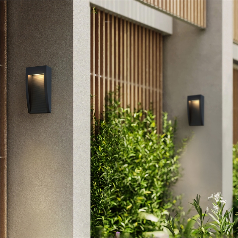 Alteck Taper 10 inch Stainless Steel LED Outdoor Wall Light Black