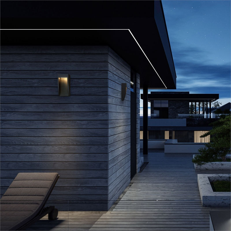 Alteck Taper 10 inch Stainless Steel LED Outdoor Wall Light Black
