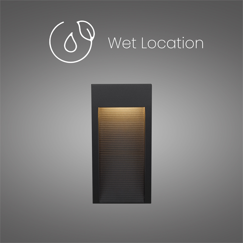 Alteck Taper 10 inch Stainless Steel LED Outdoor Wall Light Black