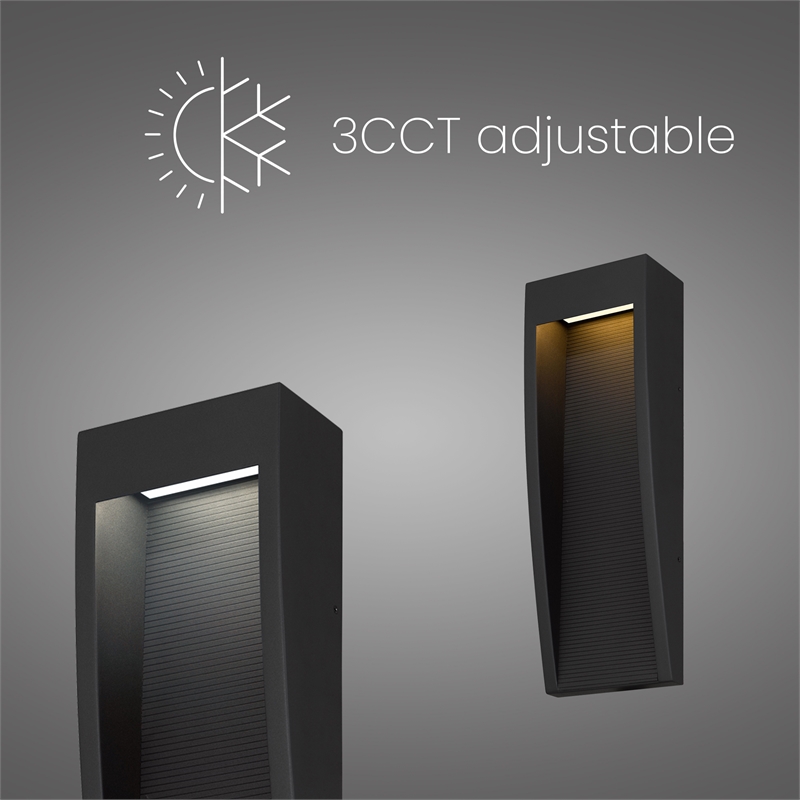 Alteck Taper 16 inch Stainless Steel LED Outdoor Wall Light Black