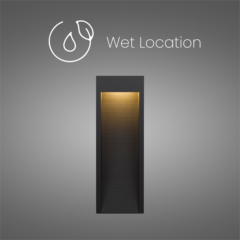 Alteck Taper 16 inch Stainless Steel LED Outdoor Wall Light Black