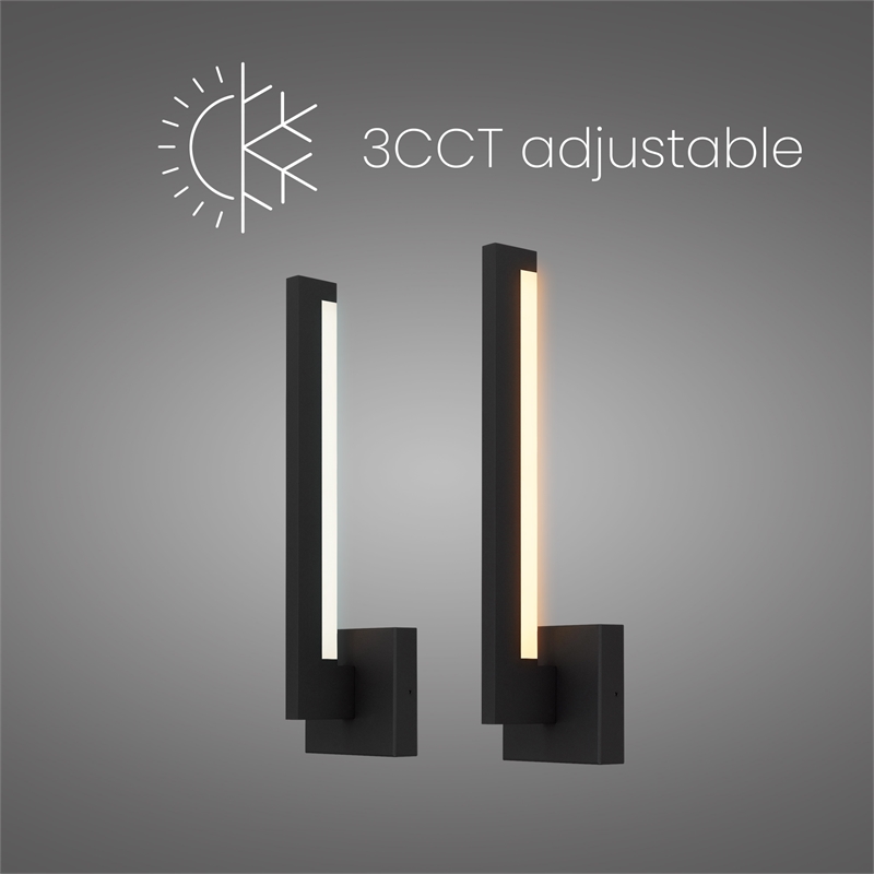 Alteck Lana 18 inch Aluminum LED Outdoor Wall Light Black