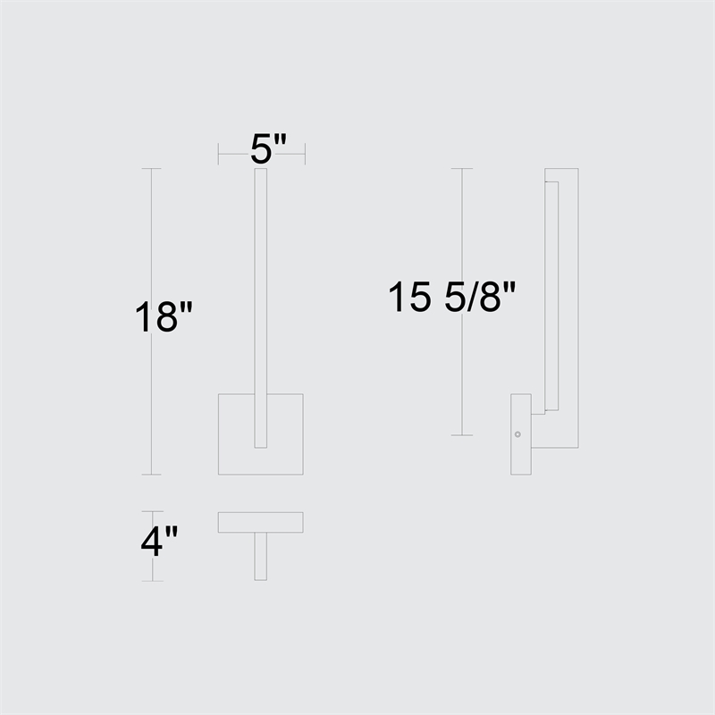 Alteck Lana 18 inch Aluminum LED Outdoor Wall Light Black