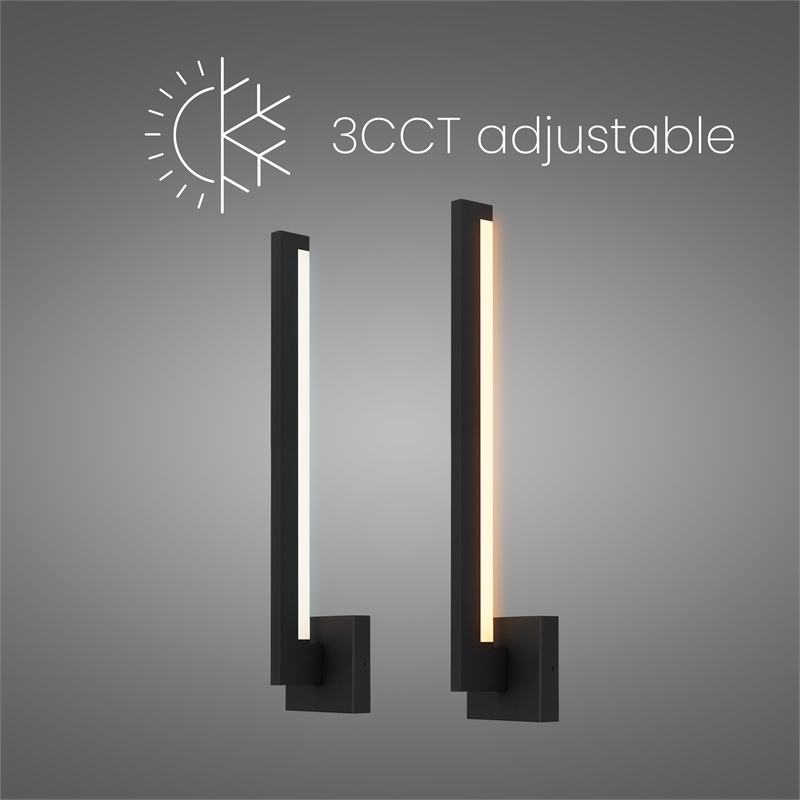 Alteck Lana 24 inch Aluminum LED Outdoor Wall Light Black