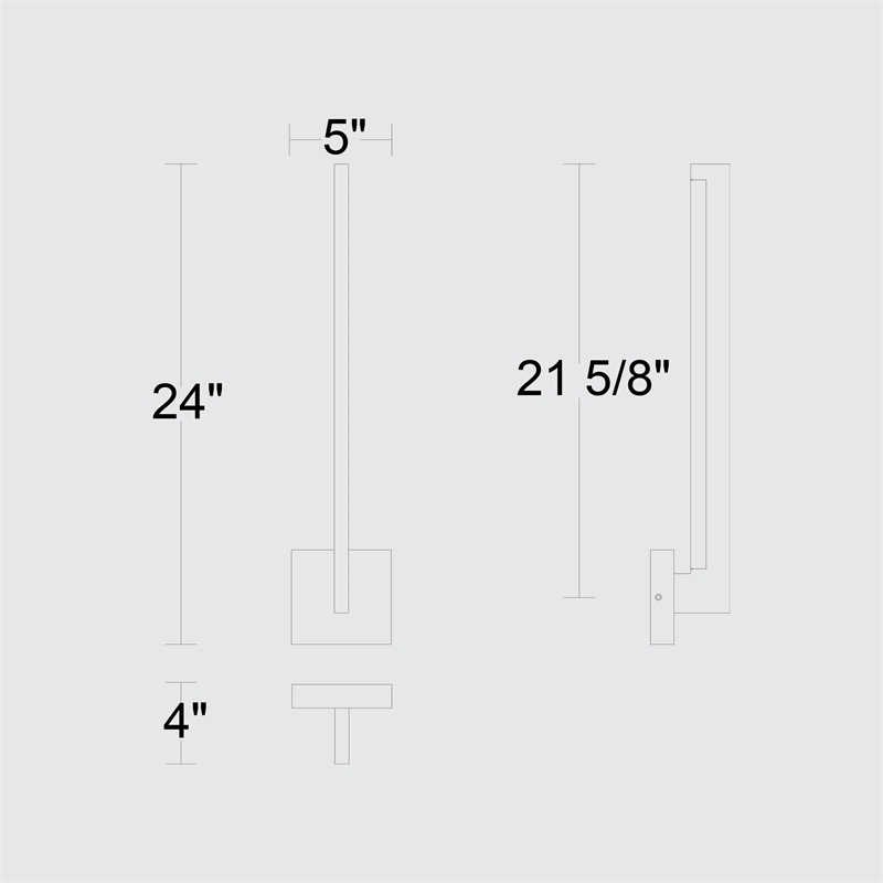 Alteck Lana 24 inch Aluminum LED Outdoor Wall Light Black