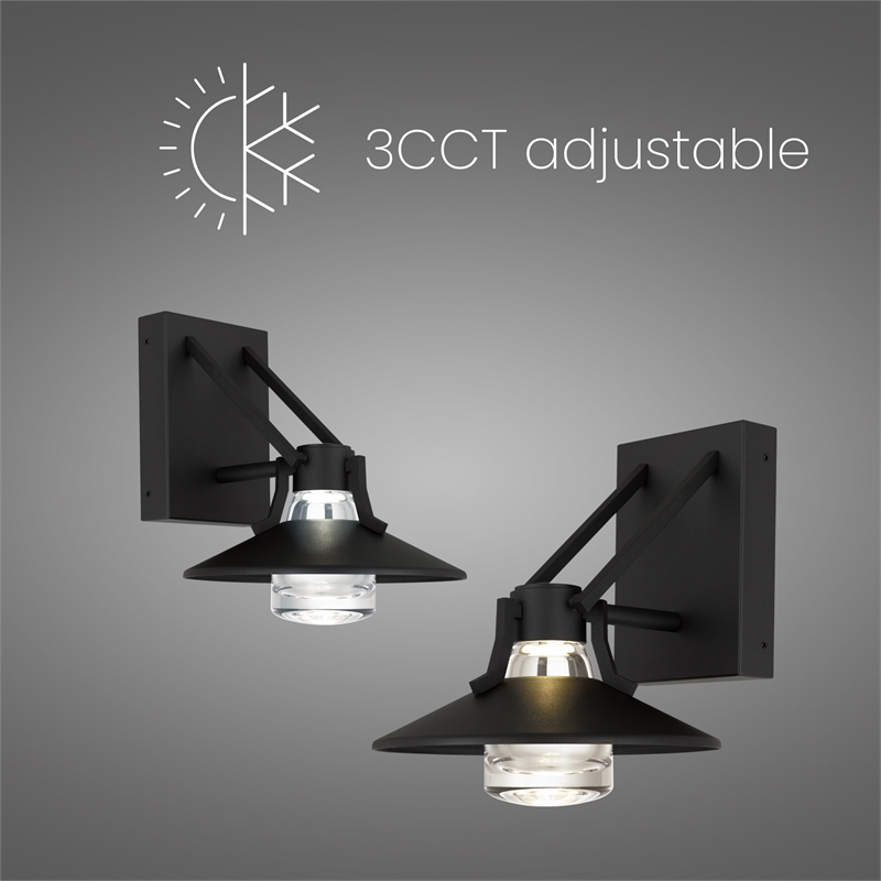 Alteck Radiant 9 inch Aluminum LED Outdoor Wall Light Black