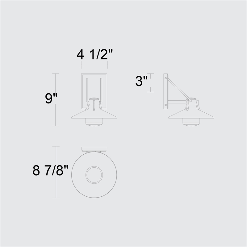 Alteck Radiant 9 inch Aluminum LED Outdoor Wall Light Black