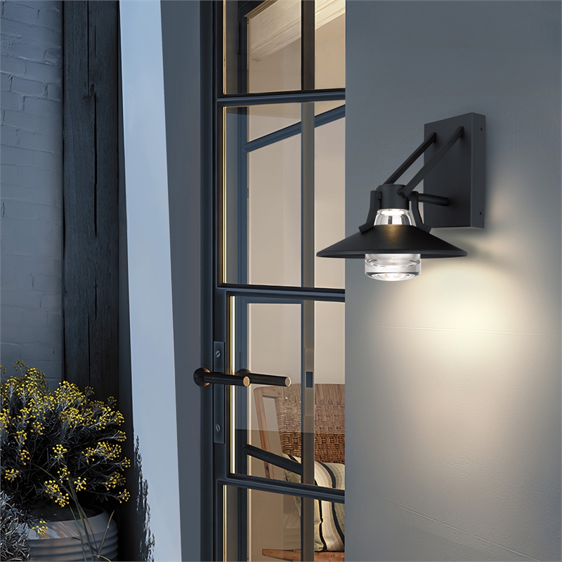 Alteck Radiant 9 inch Aluminum LED Outdoor Wall Light Black