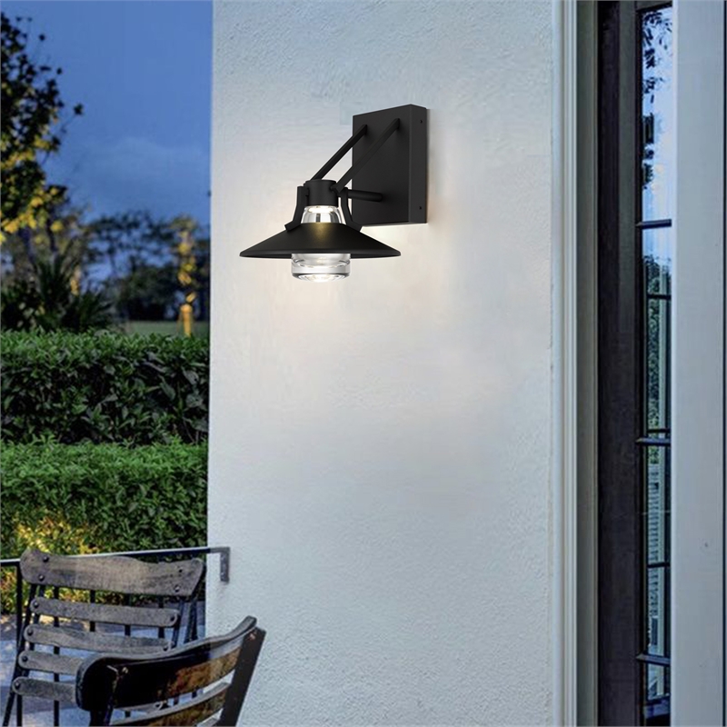 Alteck Radiant 9 inch Aluminum LED Outdoor Wall Light Black