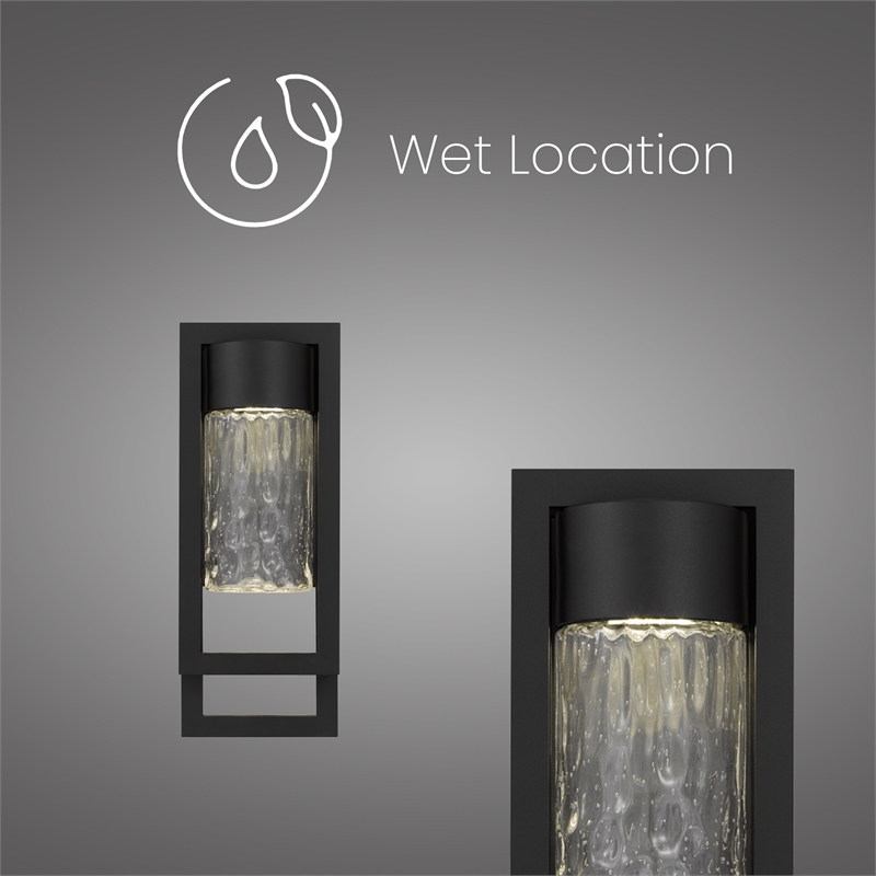Alteck 2 Step 15 inch Aluminum LED Outdoor Wall Light Black