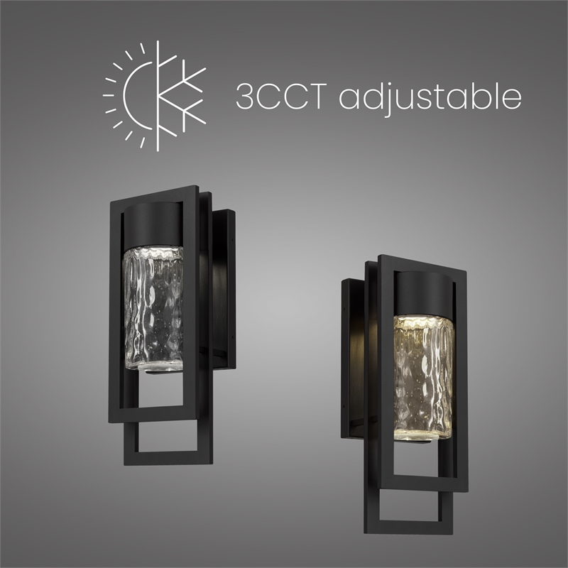 Alteck 2 Step 15 inch Aluminum LED Outdoor Wall Light Black