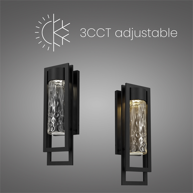 Alteck 2 Step 19 inch Aluminum LED Outdoor Wall Light Black