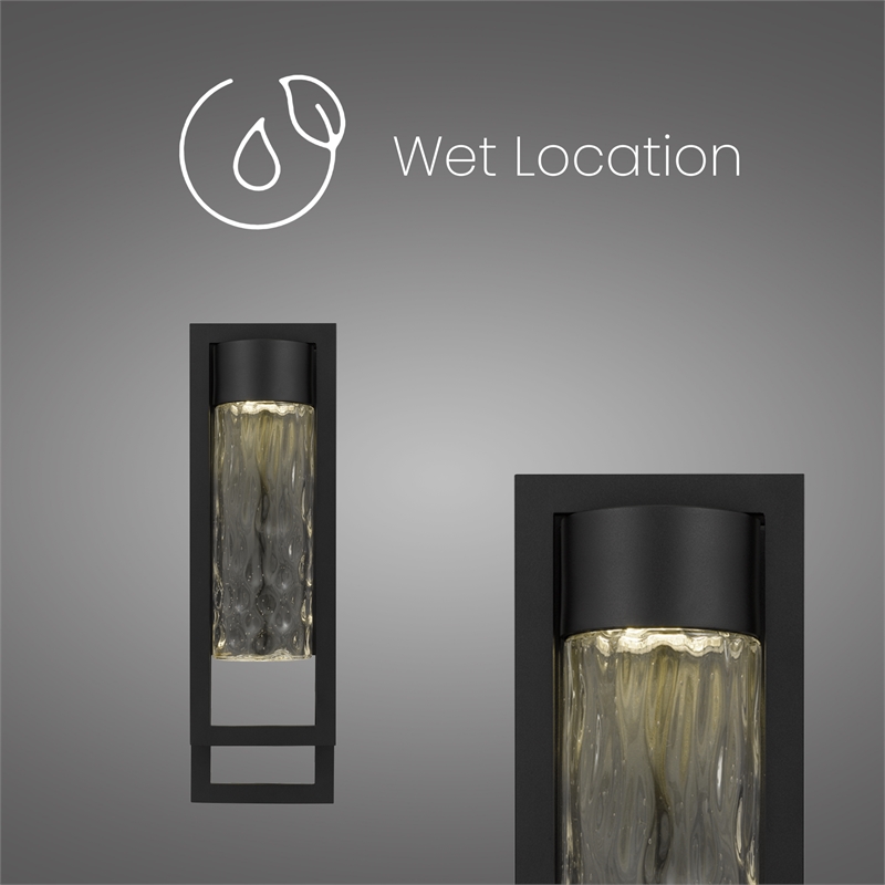 Alteck 2 Step 19 inch Aluminum LED Outdoor Wall Light Black