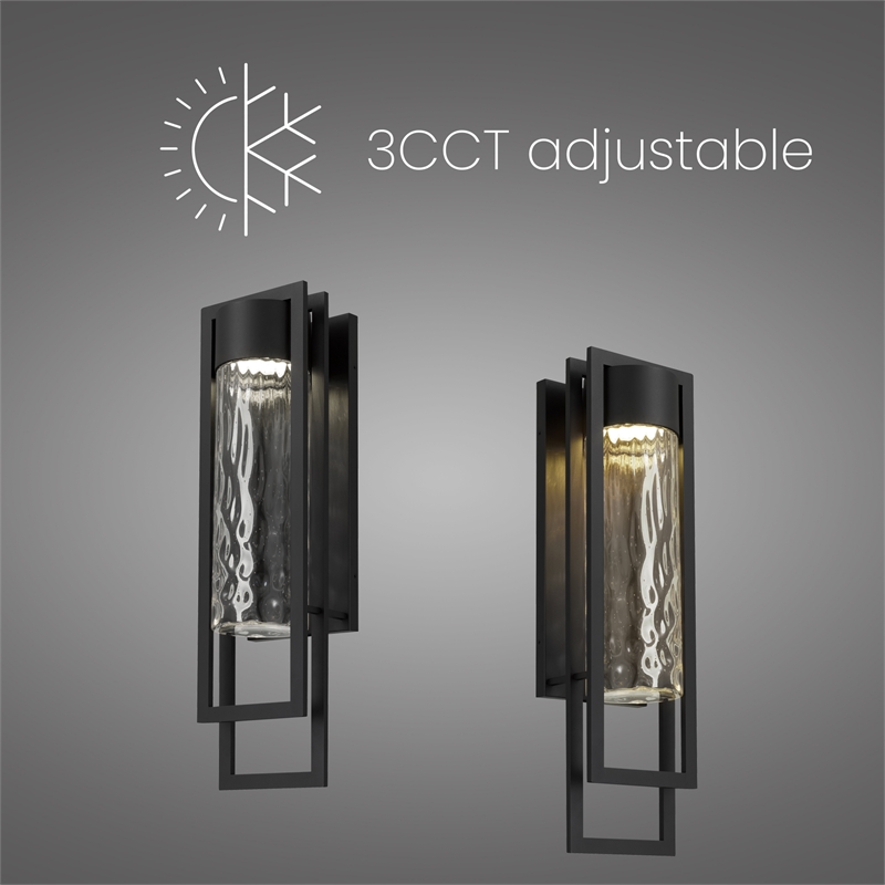 Alteck 2 Step 25 inch Aluminum LED Outdoor Wall Light Black