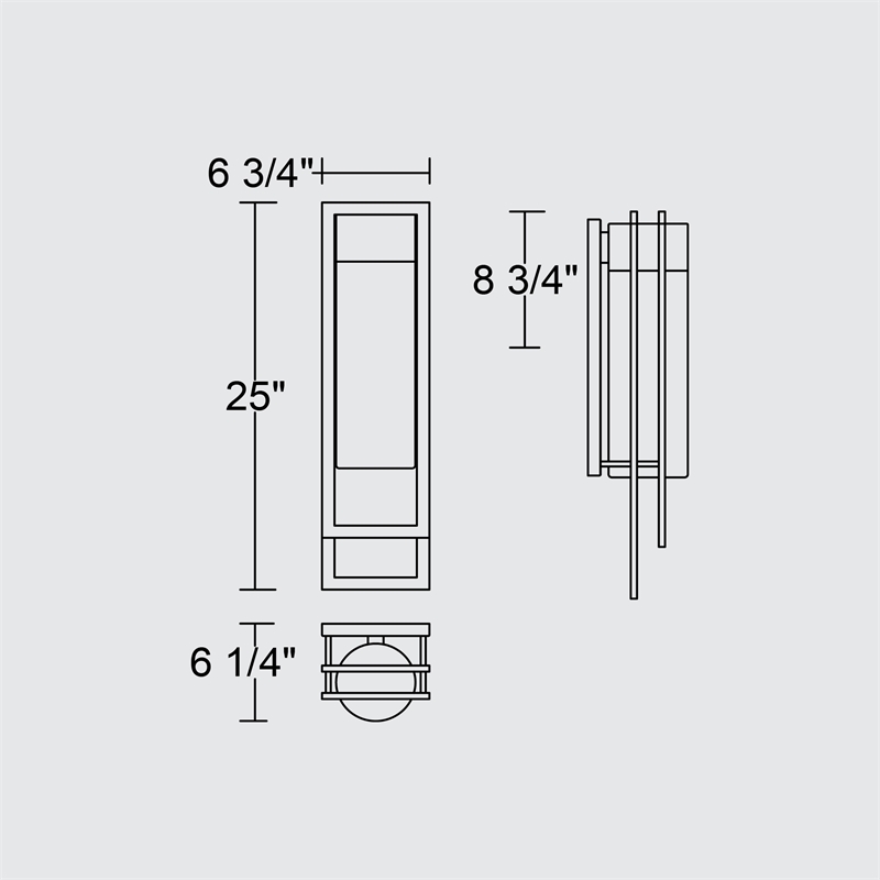 Alteck 2 Step 25 inch Aluminum LED Outdoor Wall Light Black