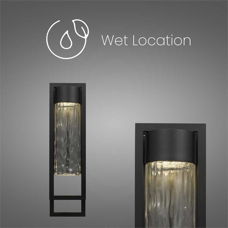 Alteck 2 Step 25 inch Aluminum LED Outdoor Wall Light Black