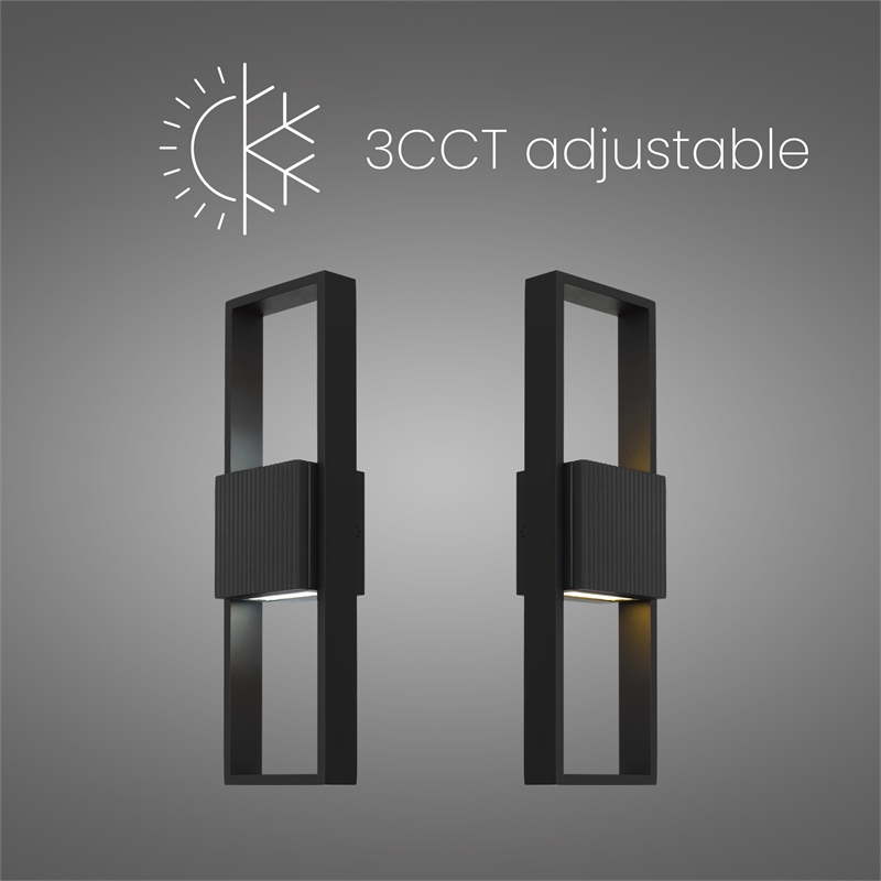 Alteck Miami 18 inch Aluminum LED Outdoor Wall Light Black