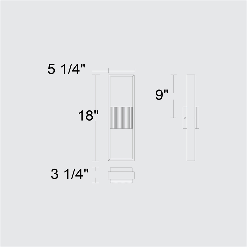 Alteck Miami 18 inch Aluminum LED Outdoor Wall Light Black