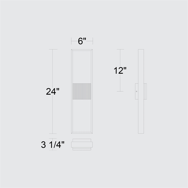 Alteck Miami 24 inch Aluminum LED Outdoor Wall Light Black