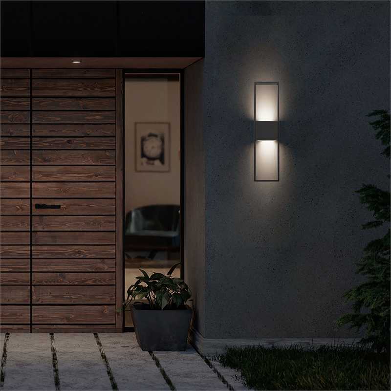 Alteck Miami 24 inch Aluminum LED Outdoor Wall Light Black