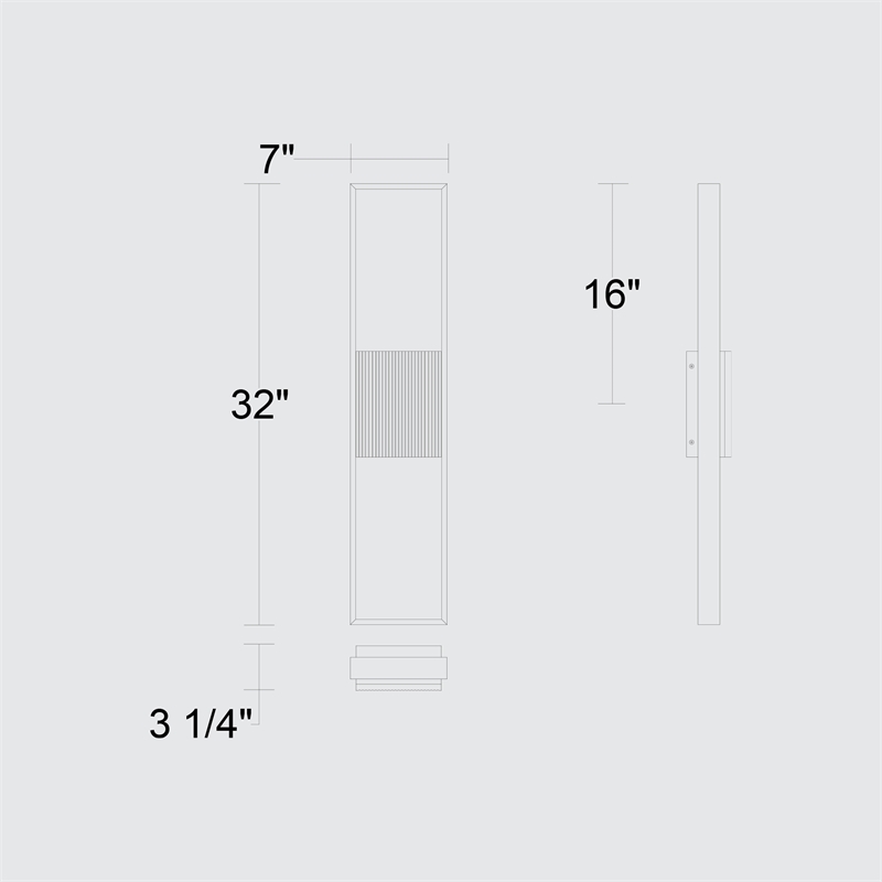 Alteck Miami 32 inch Aluminum LED Outdoor Wall Light Black
