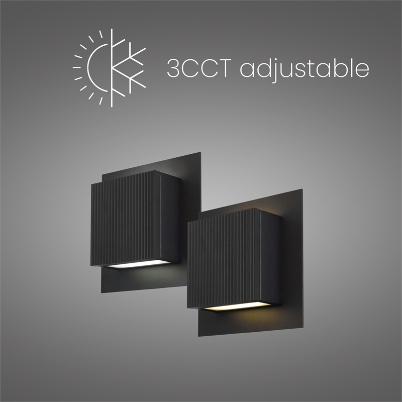 Alteck Miami 8 inch Aluminum LED Outdoor Wall Light Black