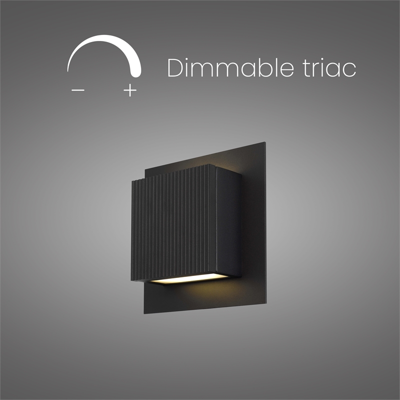 Alteck Miami 8 inch Aluminum LED Outdoor Wall Light Black