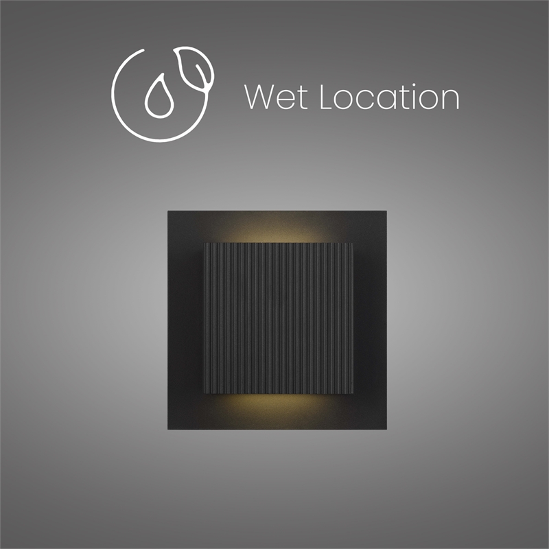 Alteck Miami 8 inch Aluminum LED Outdoor Wall Light Black