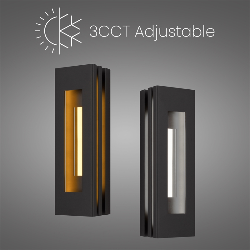 Alteck Layer 18 inch Aluminum LED Outdoor Wall Light Black & Brass