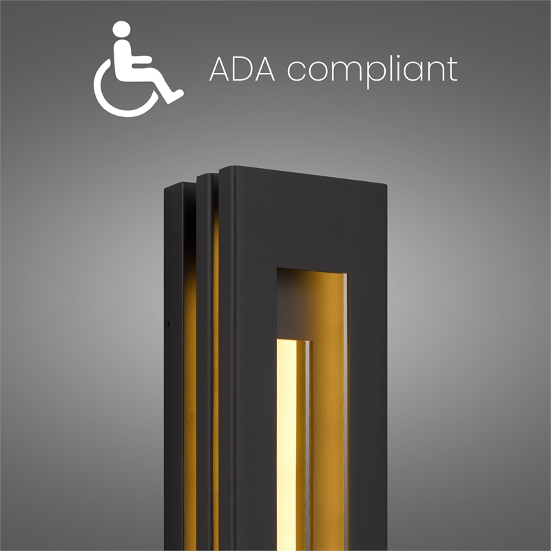 Alteck Layer 18 inch Aluminum LED Outdoor Wall Light Black & Brass