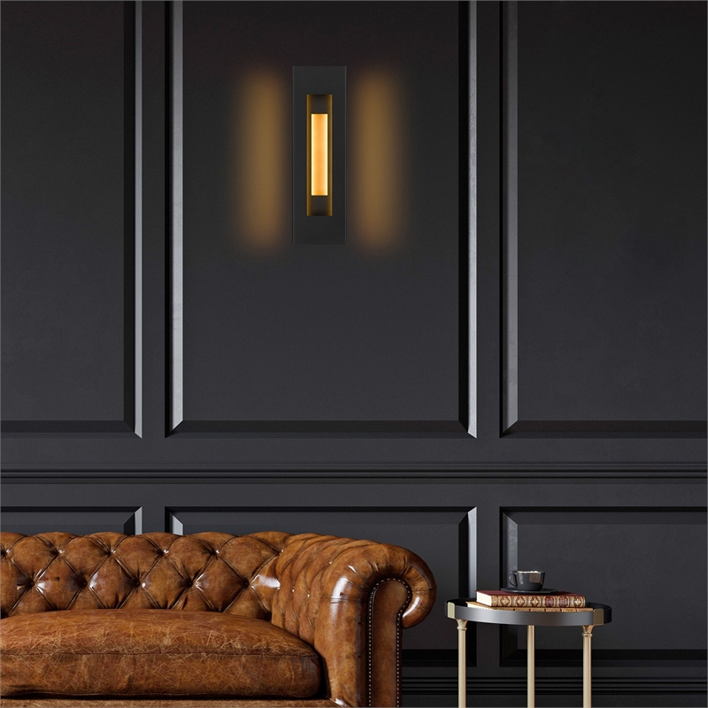 Alteck Layer 18 inch Aluminum LED Outdoor Wall Light Black & Brass