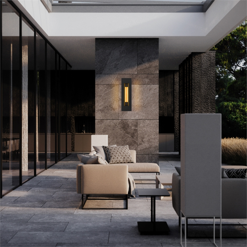 Alteck Layer 18 inch Aluminum LED Outdoor Wall Light Black & Brass