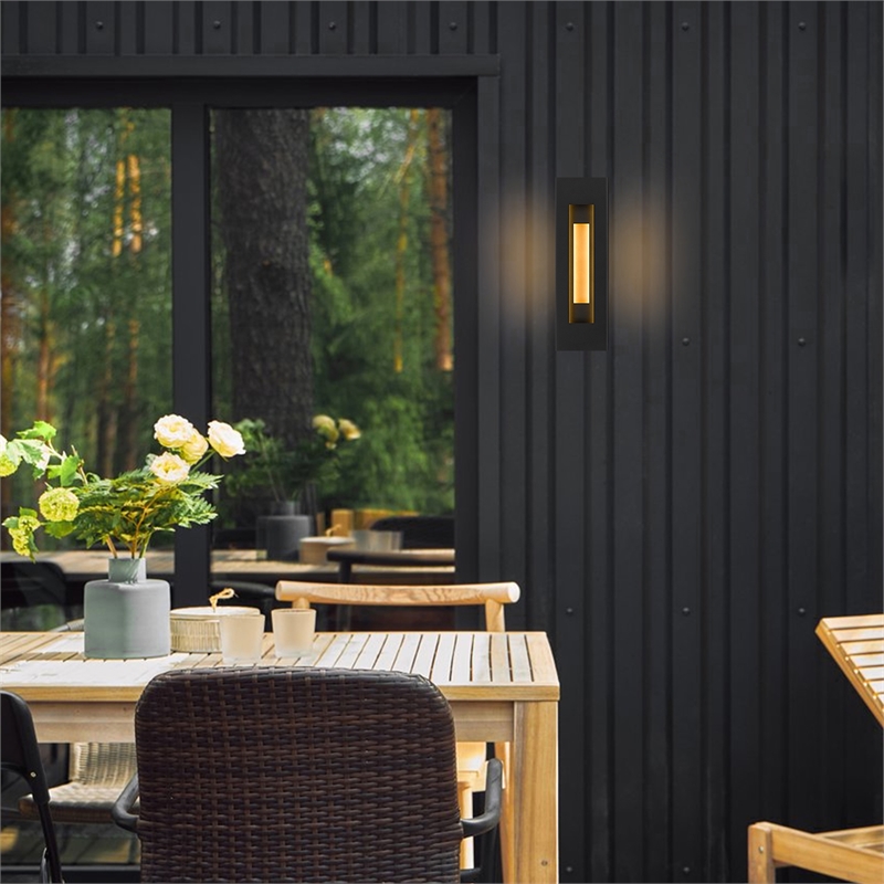 Alteck Layer 18 inch Aluminum LED Outdoor Wall Light Black & Brass