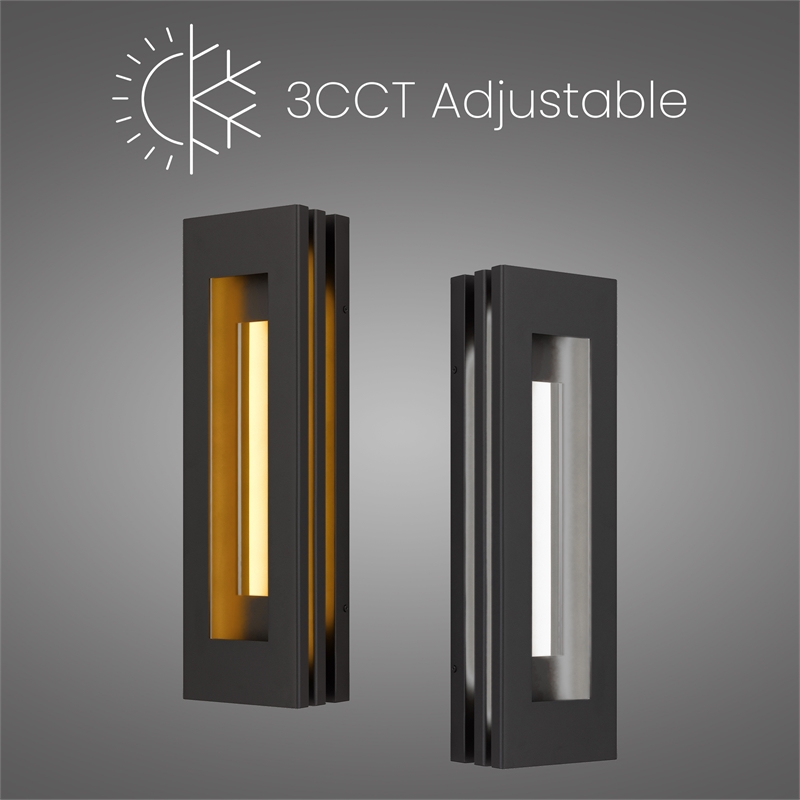 Alteck Layer 22 inch Aluminum LED Outdoor Wall Light Black & Brass