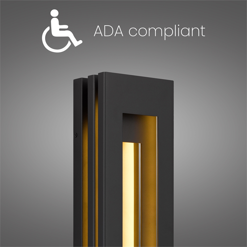 Alteck Layer 22 inch Aluminum LED Outdoor Wall Light Black & Brass