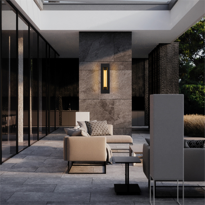 Alteck Layer 22 inch Aluminum LED Outdoor Wall Light Black & Brass