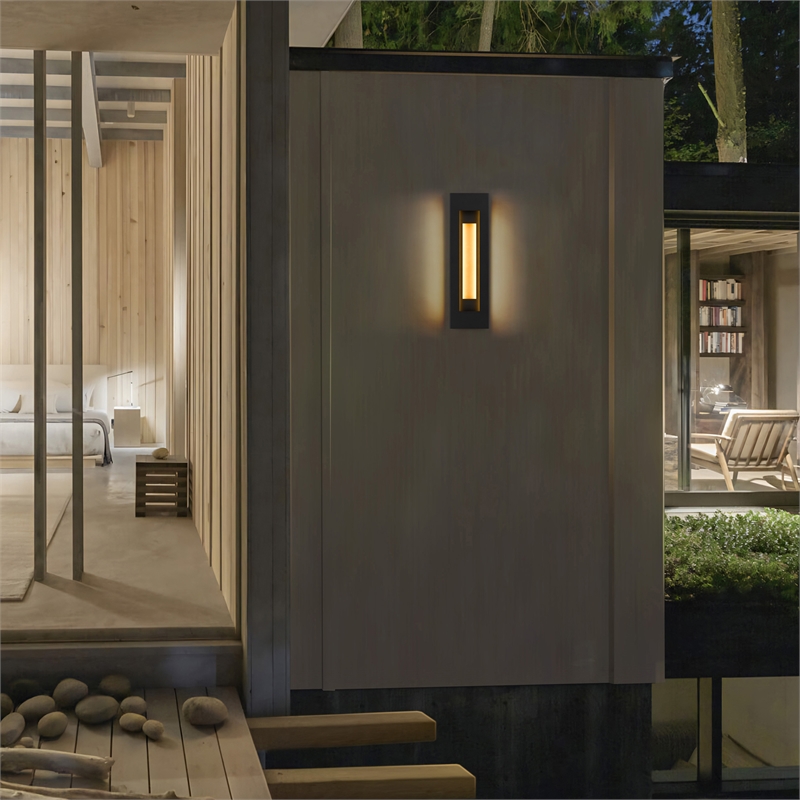 Alteck Layer 22 inch Aluminum LED Outdoor Wall Light Black & Brass