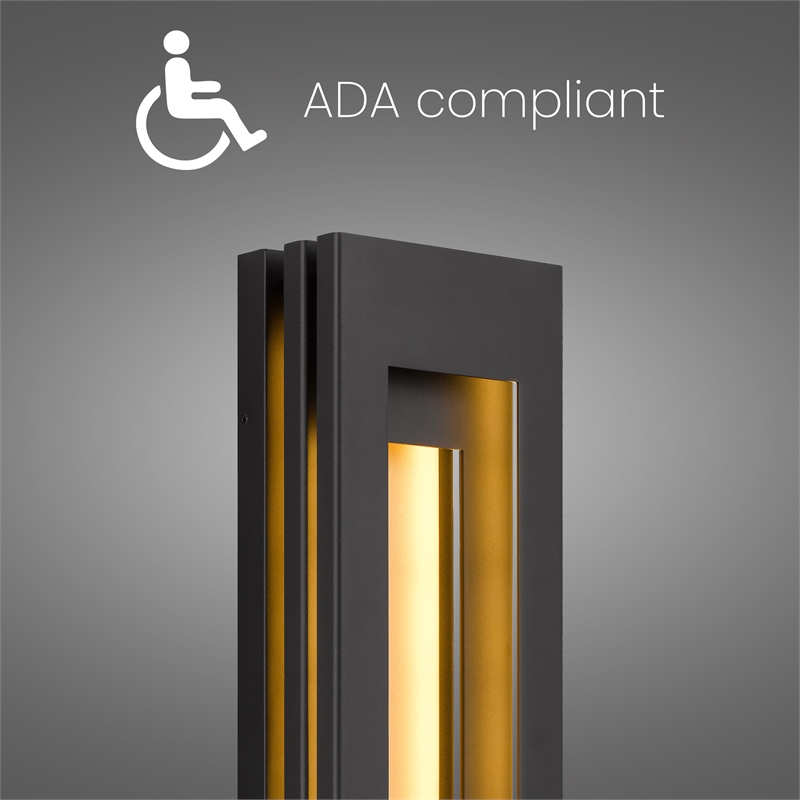 Alteck Layer 30 inch Aluminum LED Outdoor Wall Light Black & Brass