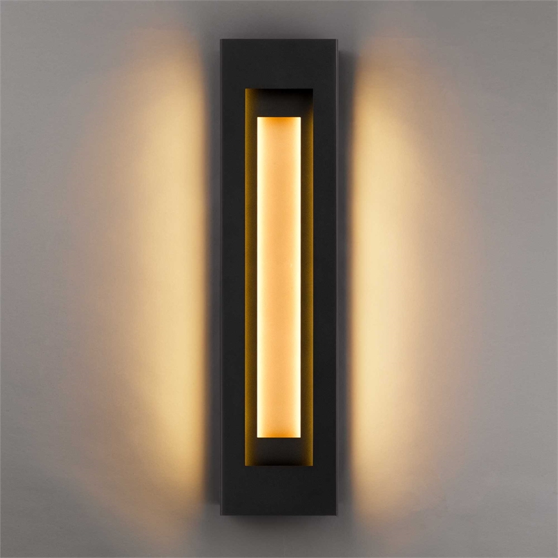 Alteck Layer 30 inch Aluminum LED Outdoor Wall Light Black & Brass