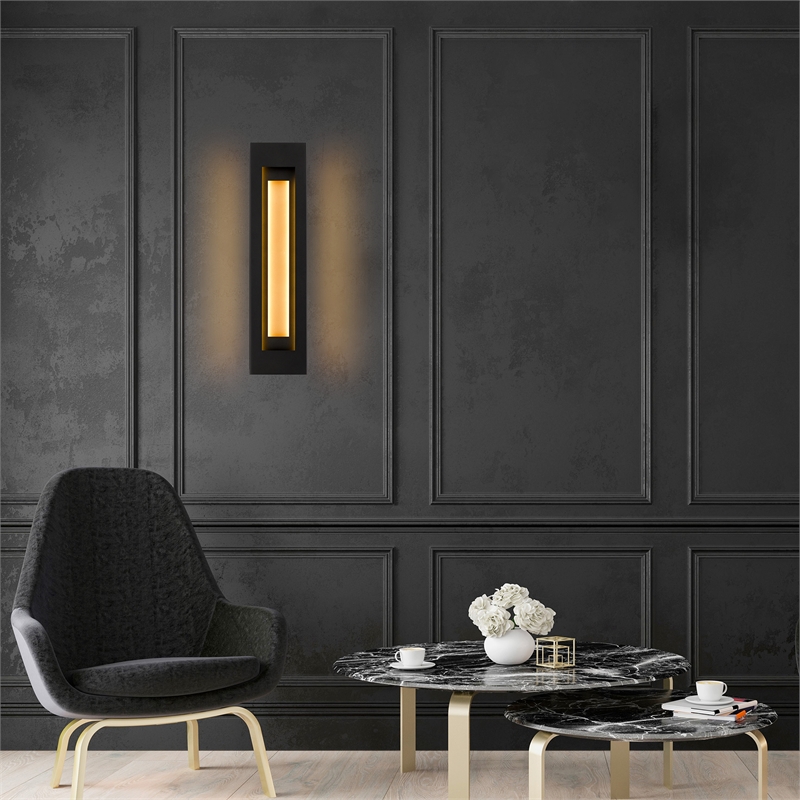 Alteck Layer 30 inch Aluminum LED Outdoor Wall Light Black & Brass