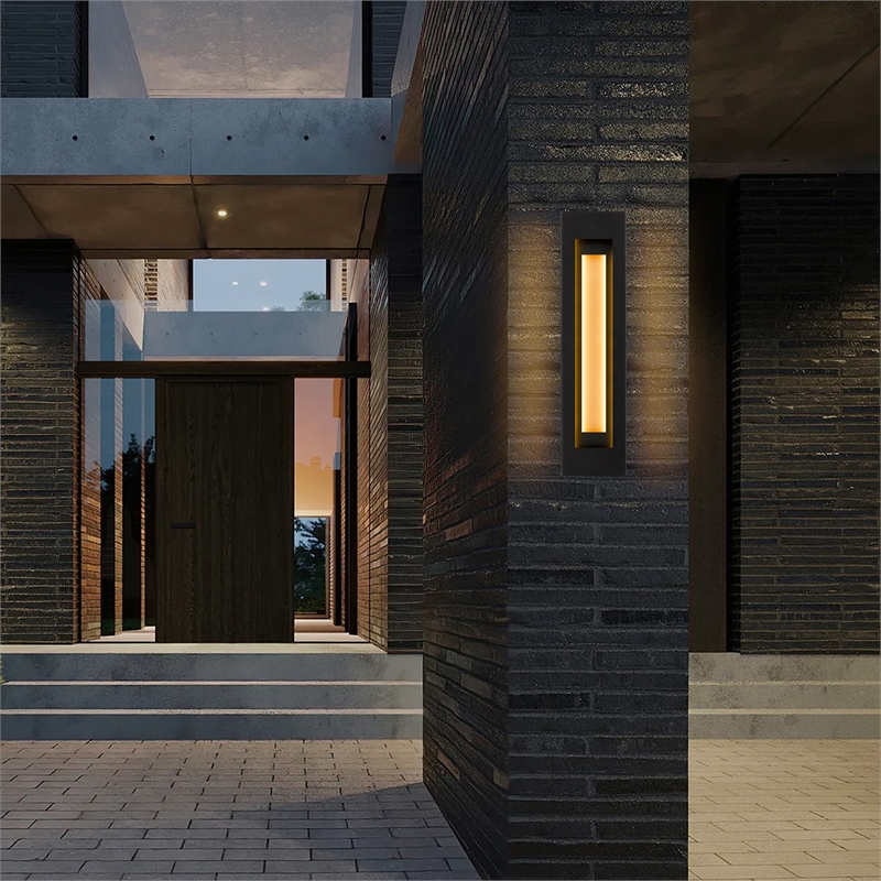 Alteck Layer 30 inch Aluminum LED Outdoor Wall Light Black & Brass