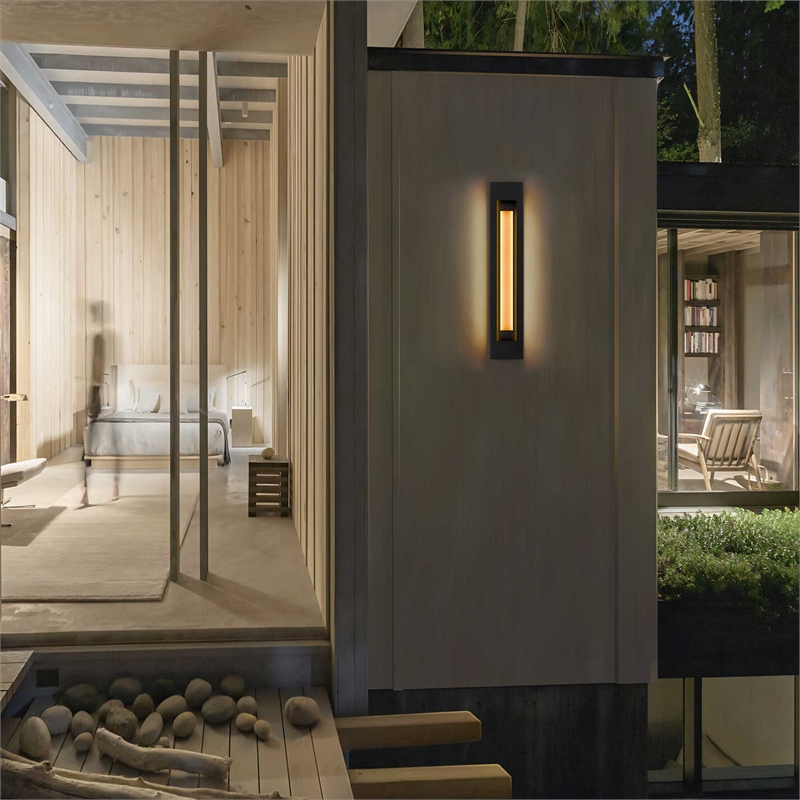 Alteck Layer 30 inch Aluminum LED Outdoor Wall Light Black & Brass